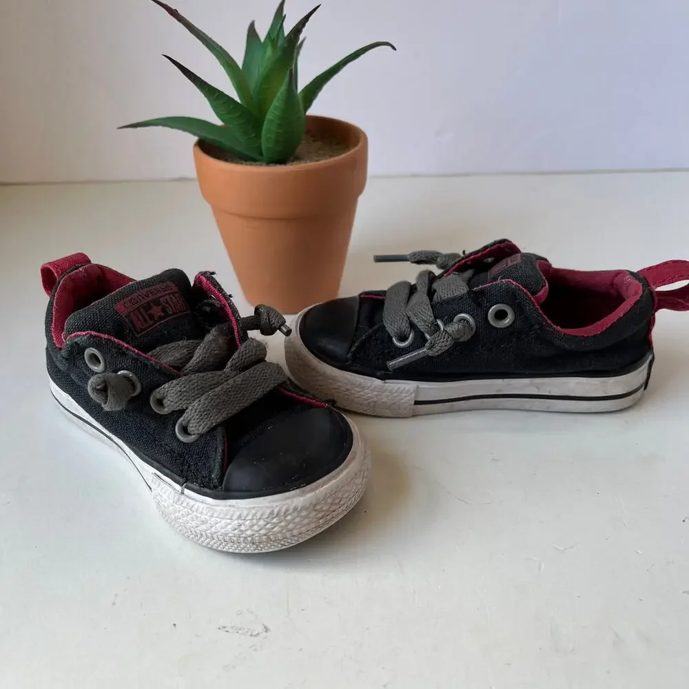 Converse All Star Low Top Baby Sneakers Shoes Size 5 Blue Red Lace Ups Classic